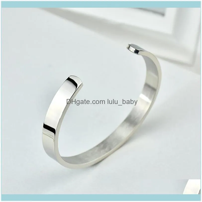 Bangle Beichong For Women 316L Stainless Steel Fine Jewelry C Shape Cuff Silver Color Open Couple Bracelet Father Gift1