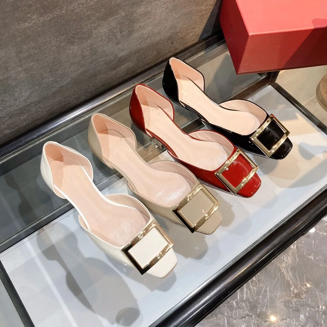 Designer Women's Canvas Loafers Flat Heel Square Toe Slip-On Shoes with ...