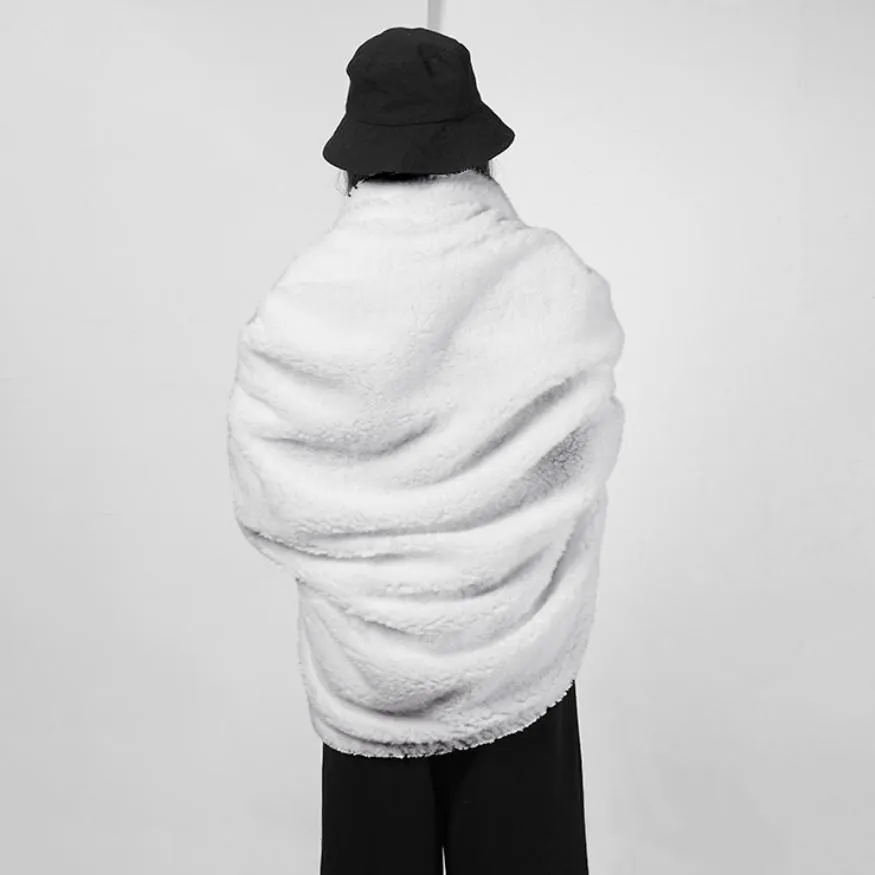 Double Thicken Big Lamb Wool Blanket Office Cover Blanket QuiltThermal Transfer Printing white Air Conditioning Blankets Swaddle Wrap