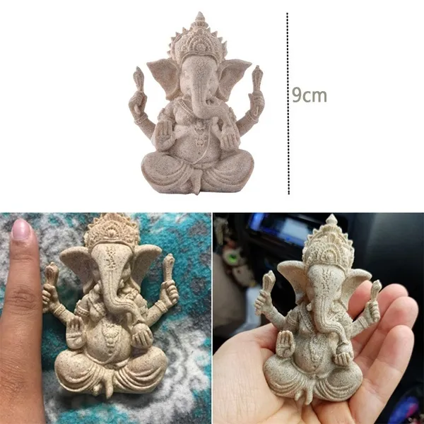 Vintage Sandstone Elephant Indian Ganesha Sculpture for Home Office Art Decorations