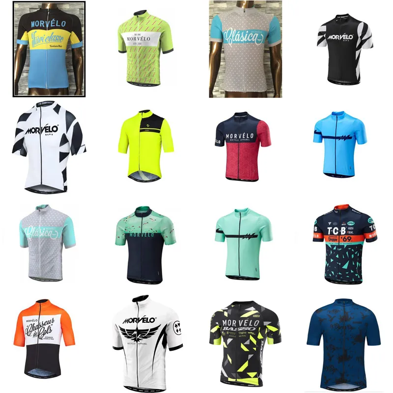 Morvelo Pro 팀 남자 통기성 사이클링 짧은 슬리브 저지로드 레이싱 셔츠 자전거 타기 야외 스포츠 Maillot S21042325