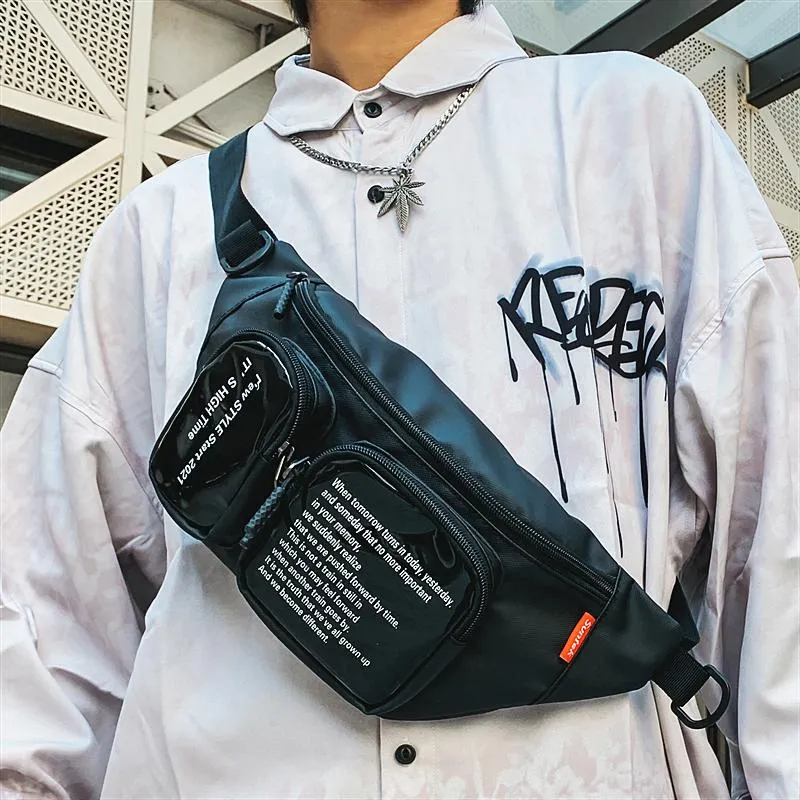 가슴 가방 원래 UOCT.ALL 메신저 일본어 공구 스타일 어깨 커플 투명 기능 허리 가방