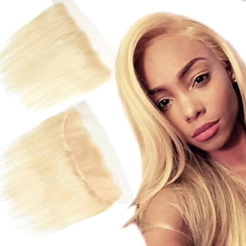 Brazilian HairBlonde 613 Lace Closure Frontal 13x4 Ear Blonde Straight Human Hair Extensions