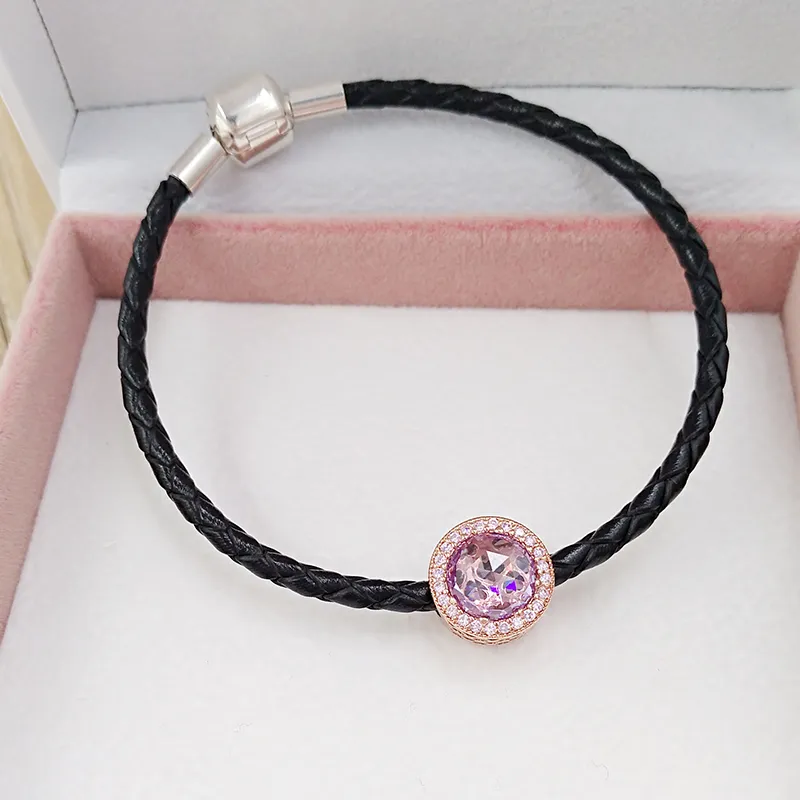 kit per la creazione di gioielli con ametista LAVENDER RADIANT Heart charms pandora argento 925 bracciale in oro rosa per donna uomo catena distanziatore perlina cuore braccialetto collana regalo 781725LCZ