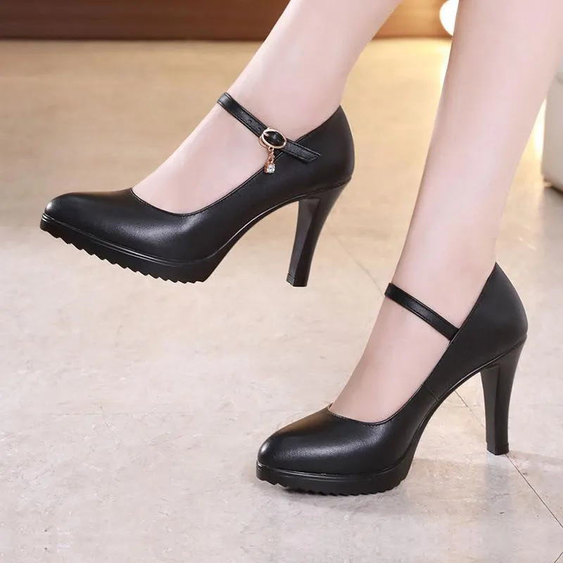 Black Model Cheongsam Catwalk High Heels Small Size 32 Fine With Pointed Big 40-43 Yards Professional Work Shoes Women Dress