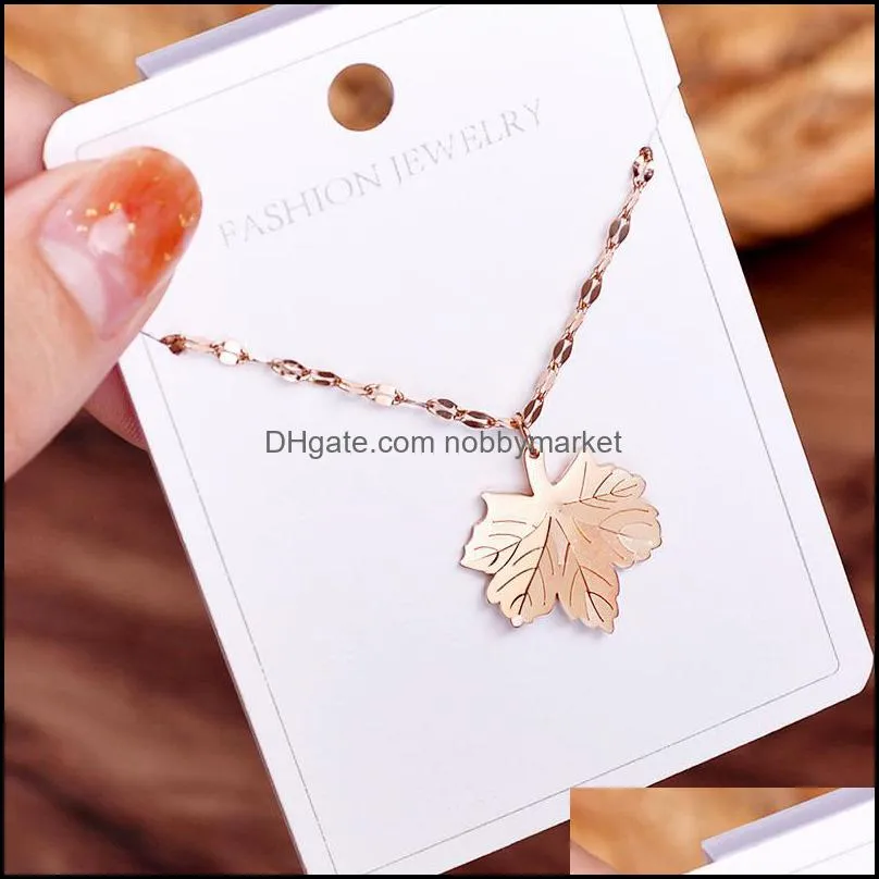 Titanium Steel Rose Gold Maple Leaf Clavicle ChainNecklace Female Simple Trendy Leaf Pendant Necklaces For Women with Card Package