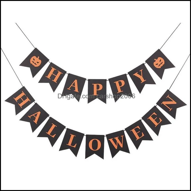 Happy Halloween Banner Flags Decorations Pumpkin Banners Garland Door Garden Photo Props Hanging party Supplies HWB9807