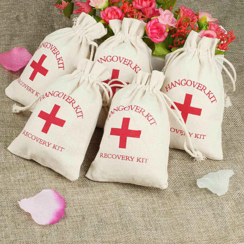 Bachelorette Party Decorations Hangover Kits Bags 10*14cm Cotton Wedding Favors and Gifts Box Event Party Supplies