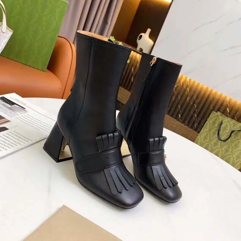 Women Knee Boots Designer High Heels Ankle Boot Real Leather shoes Fashion shoe Winter Fall with box EU:35-41 By shoe02 01