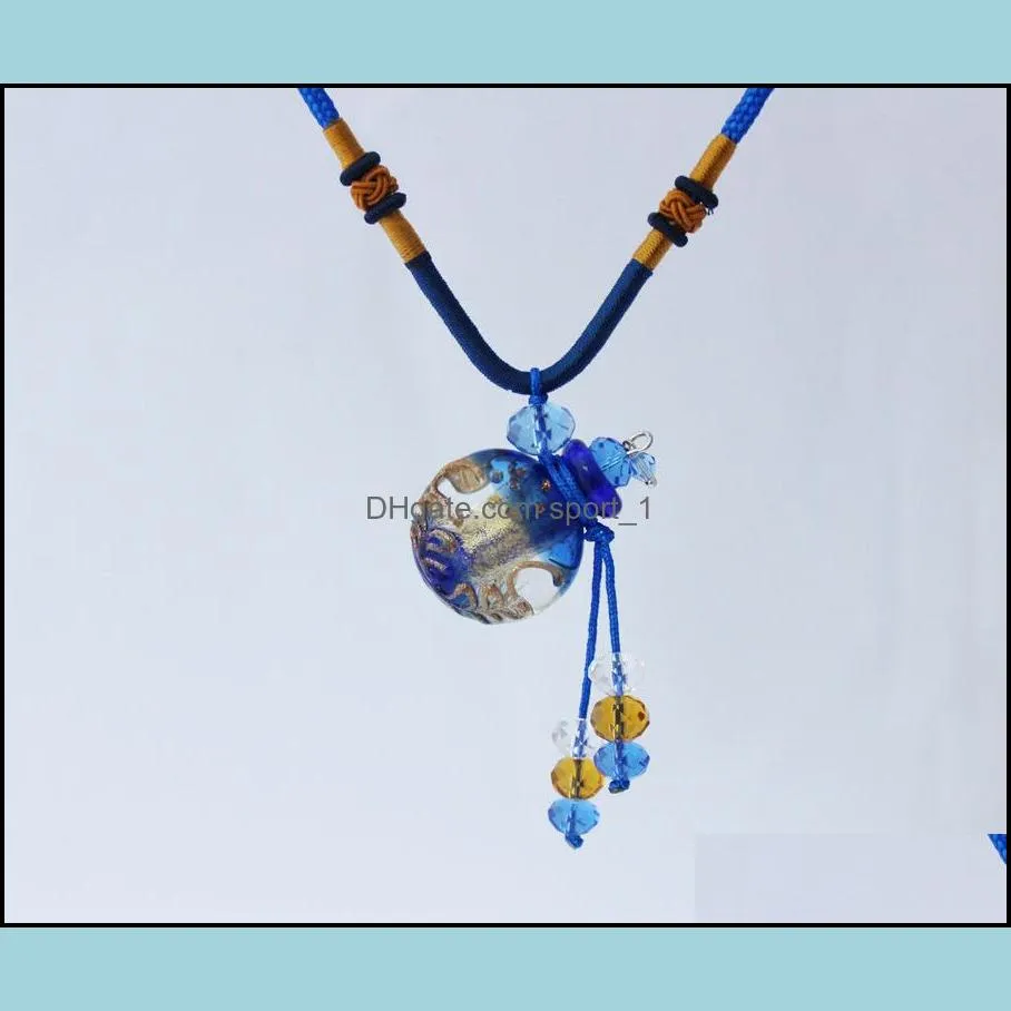 Necklaces & Pendants Jewelry Diffuser Per Glass Essential Refillable Coloured Oil Bottle Pendant Noctilucent Necklace Gourd 6 Colors Ne582 D