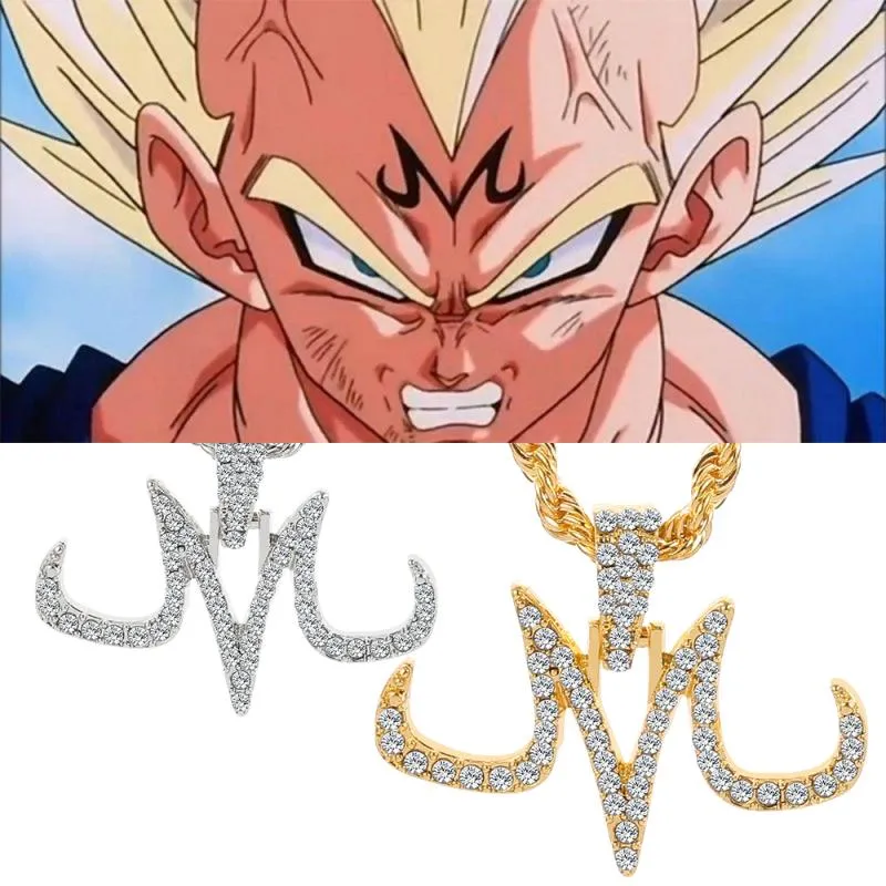 Hip Hop Iced Out Majin Pendant Necklace Chain Punk Micro Pave Zircon Buu Tattoos Marks M Jewelry Gift Necklaces2377