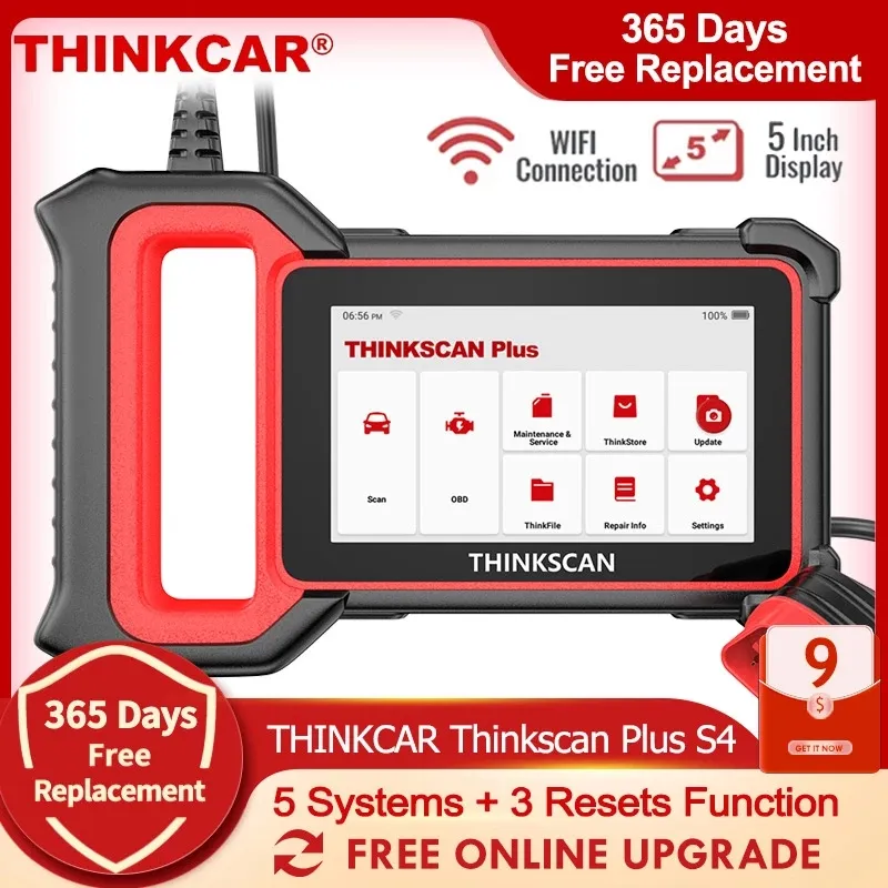 Thinkcar Thinkscan Plus S4 Outils de diagnostic de voiture OBD2 Scanner automobile ABS SRS 5 Code système Reader A / F CVT Huile BMS Réinitialisation