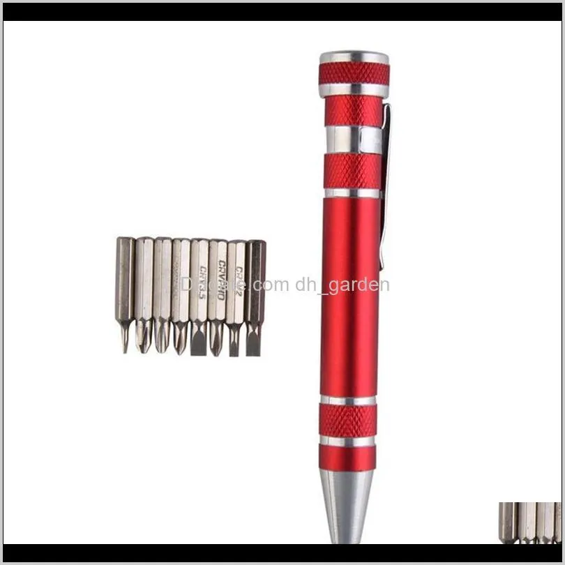 multi-function 8 in 1 precision screwdriver with magnetic mini portable portable aluminum tool pen repair tools for mobile phone