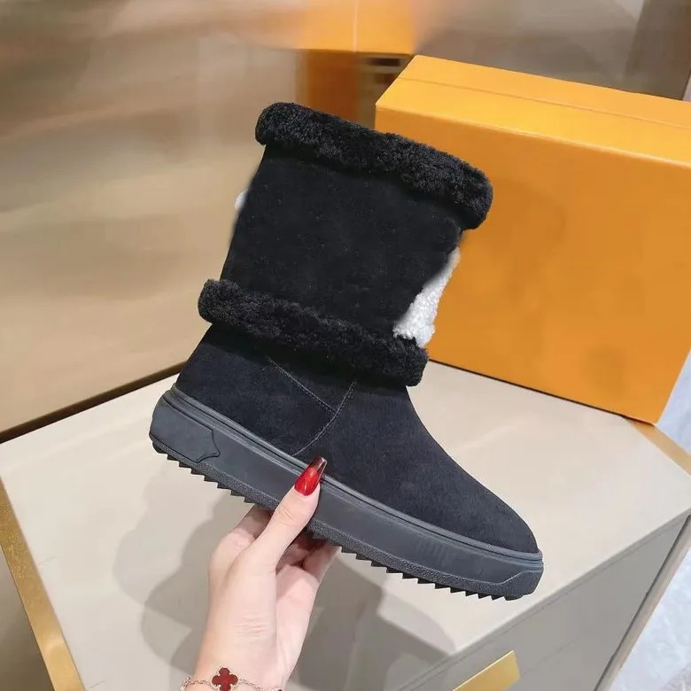 Winter Boots Designer Shoes Women fur all-in-one warm shoe Speed Runners rainbow sneakers floral pattern New Style Ankle boots shoelace With box size 35-41