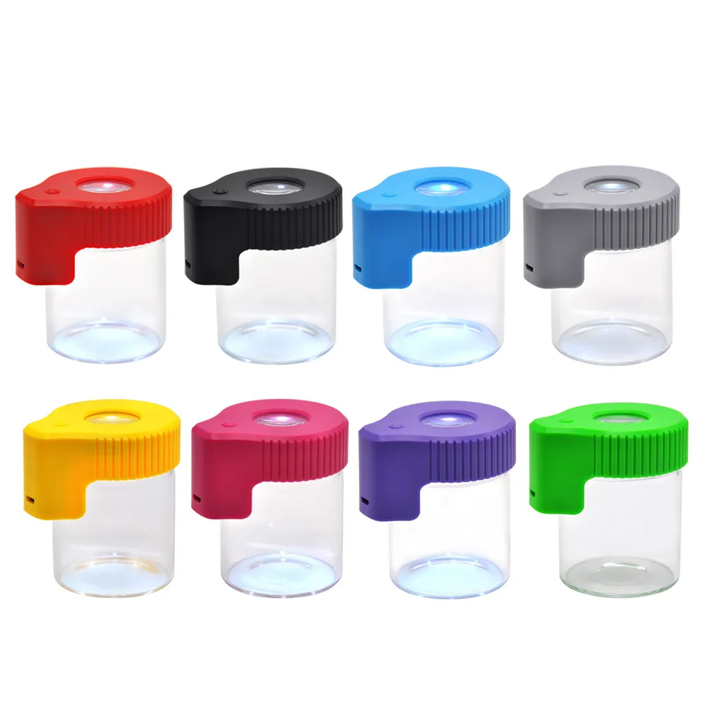 Roken Accessoires LED-opslag Jar Vergrootbare Stash Droge Kruid Tabakcontainers 155ml Mag Gloeiende Container Vacuümfles Geneeskunde Seal Sigaret Can Pil Case