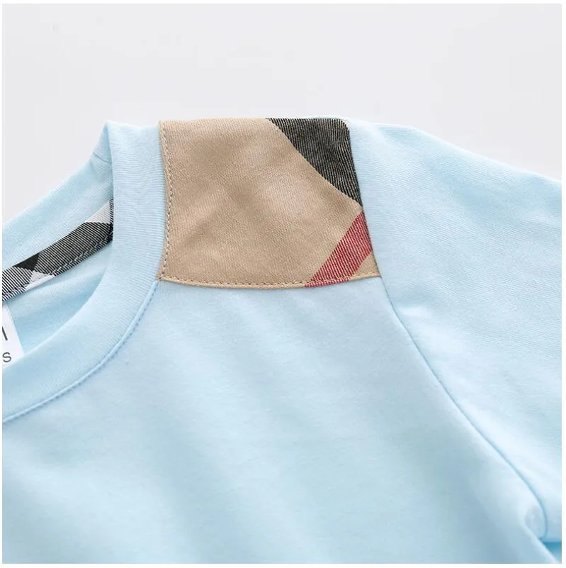 Spring Fall Baby Boys Girls T-shirts Kids Long Sleeve Plaid T-shirt Childern 100% Cotton Casual Shirt Child Pullover Girl Sweatshirt