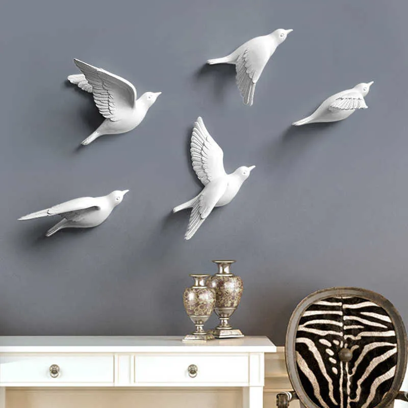 Resina creativa per adesivo 3d soggiorno figurine di animali murales tv sfondo muro decorativo decorazioni per la casa uccelli