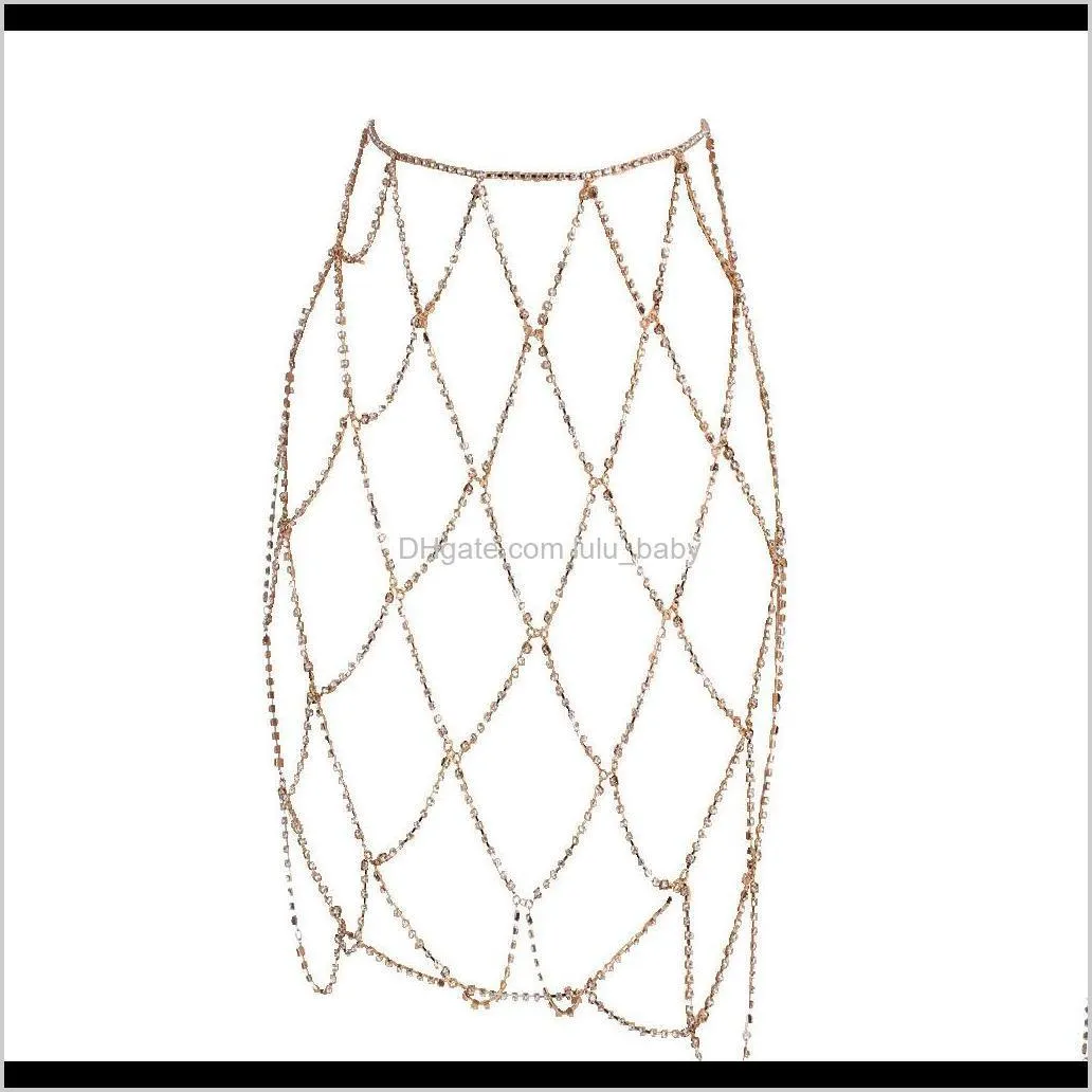 high quality super glittering rhinestone diamond crystal fashion sexy body belly chain jewelry for night clubs parties gold silver