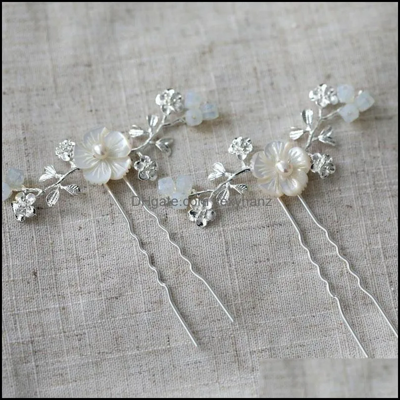 Hair Clips & Barrettes Floralbride Handmade Baroque Alloy Shell Flower Leaf Freshwater Pearls Bridal Pin Wedding Sticker Women Jewelry