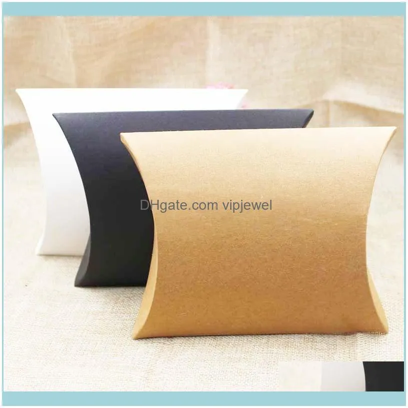 zerongE jewelry 50pcs big pillow box gift box black/brown/white color gift display box for gift/candy favors/products