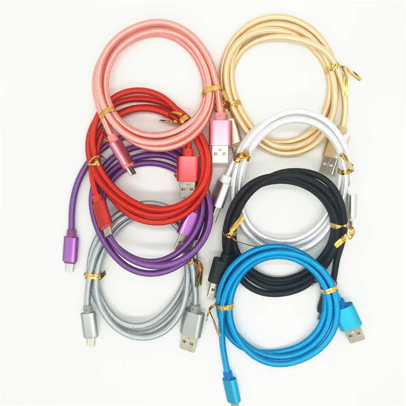 Tyg Flätad USB-kabel tjockare typ C Kabel Micro 5PIN Kabel OD5.0 NYLON USB DATA Laddare Kabel för Samsung S21 Plus S21 S8 S9 för HTC LG Sony