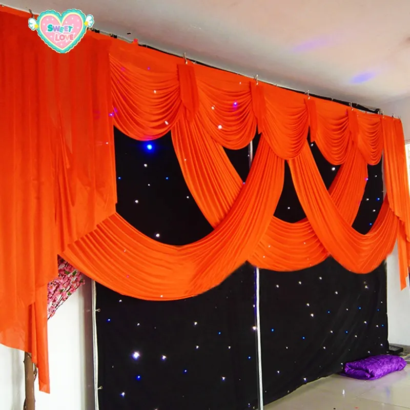 6 M / 20ft Lange Bruiloft Backdrop Gordijn Swag Soft Ice Silk Evenement Banket Church Stage Drapery Achtergrond Gordijnen Decor