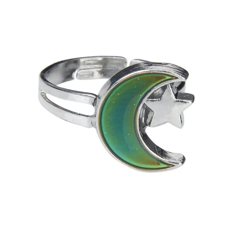 Magic Color Change Mood Ring Moon Star Charm Temperaturreglering Ringar Män Kvinnor Par Smycken