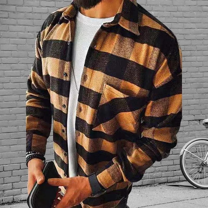 Giacche da uomo 2021 Shirt casual a quadri primaverili di moda camicie cardigan a maniche lunghe con comfort morbido stile magro stili in fitta per flanella abbigliamento