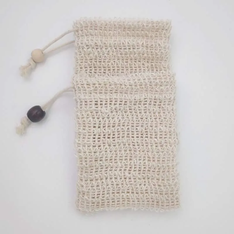10*13cm Cotton Linen Soap Bag Scrubbers Beam Mouth Type Environmental Protection Handmade Foaming Net FHL340-WY1658