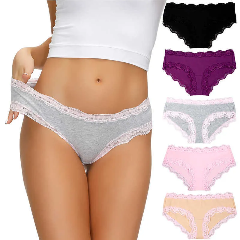 women underwear panties set 5pcs/lot cotton women briefs soft comfortable sexy underpants solid color female lingerie briefs 210720