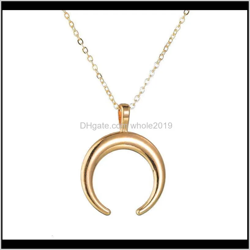 hot selling fashion jewelry white gold/gold colr moon simple pendant necklace party foe women girl1