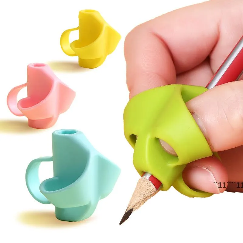 Silicone Pencil Grip School Tillbehör Barn Elev nyfyllare Artifact Penhållare Slitstarkt Skriv Grön Learning Leksaker BBE10797