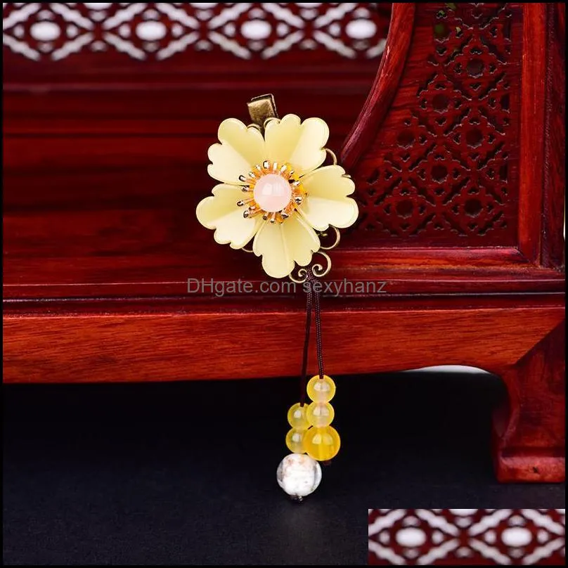 Other Jade Stone Barrettes Flowers Hairpin Charm Jadeite Jewelry Amulet Fashion Accessories Natural Chinese Gifts For Wome