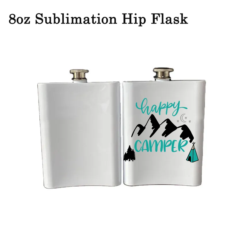 Creative 304 Stainless Steel Hip Flask 8oz Sublimation Alcohol Whisky Flagon Heat Transfer Coating Wine Pot