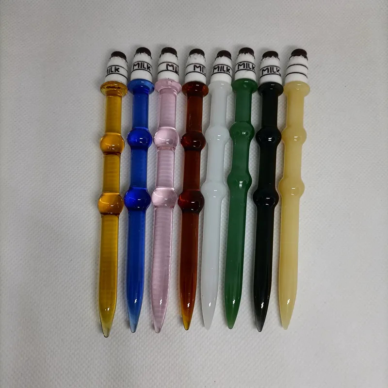 Verre Cire Dab Outil Fumer Forme De Bouteille De Lait Coloré Belle Dabber Dabbing Pour Cires Tabac Banger Nails Rig Bong Pipe À Eau