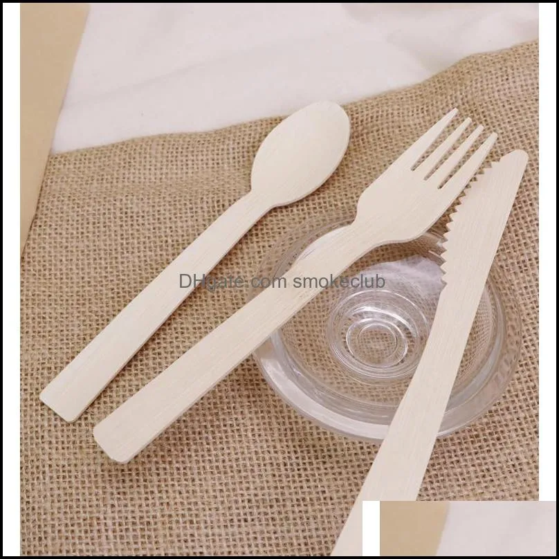 Disposable Dinnerware Bamboo Cutlery Set Include Knife, Fork and Spoon, Biodegradable Tableware