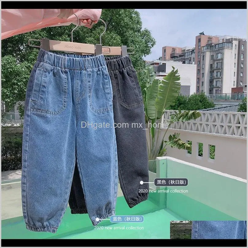 spring autumn children casual all-match denim pants boys girls 2 colors fashion jeans 2-7y 201204