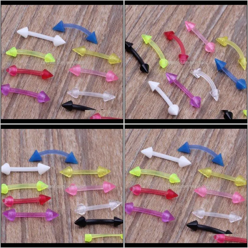 e08 wholesales 100pcs/lot mix 7 color acrylic body jewelry nose stud eyebrow ring