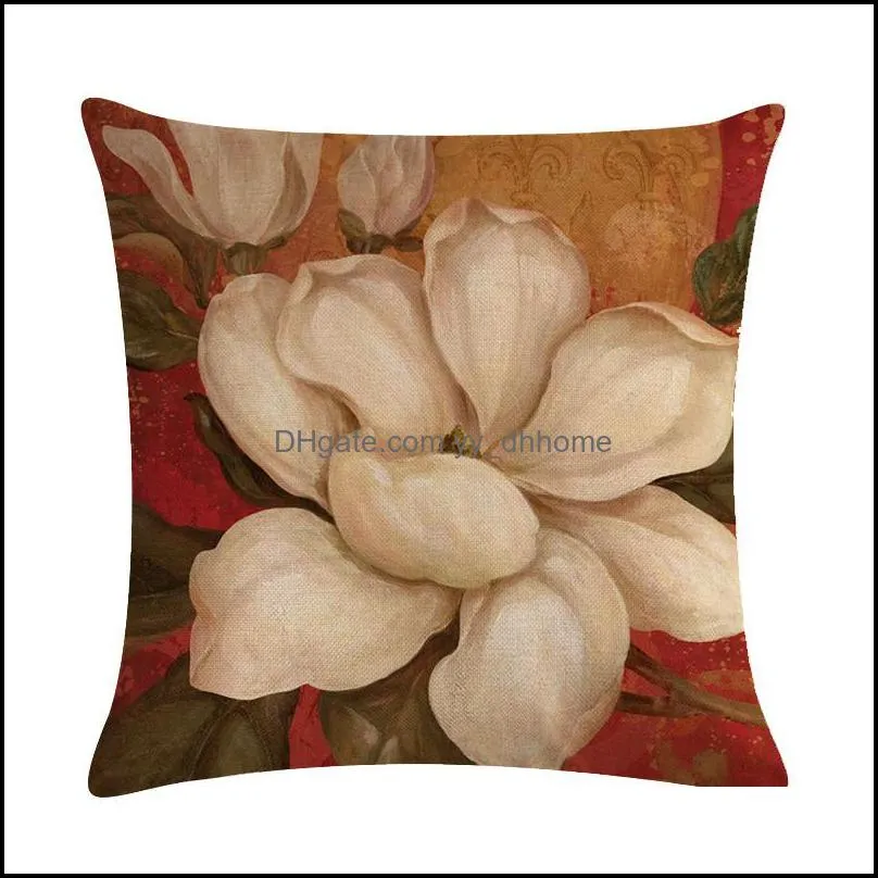 45cm*45cm Linen Cotton Pillow Covers Sofa Pillow Case Retro Flower Plant Cushion Cover Home Decorative Pillows