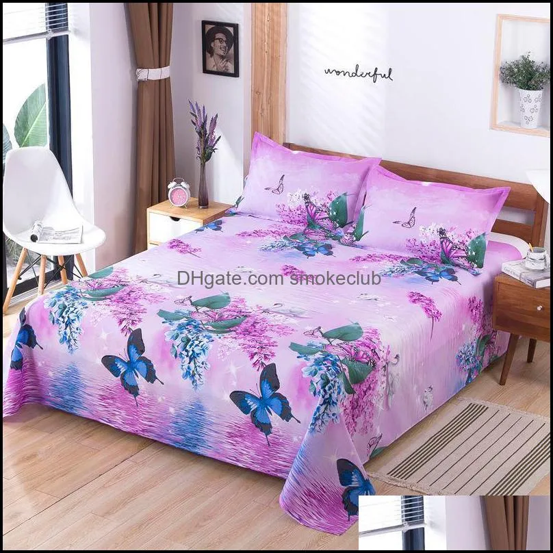 Sheets & Sets Thin Skin-friendly Home Bedroom Student Dormitory Bedding 3pcs Set Non-Slip 1pcs Bed Sheet+2 Case King/Queen Size J8229