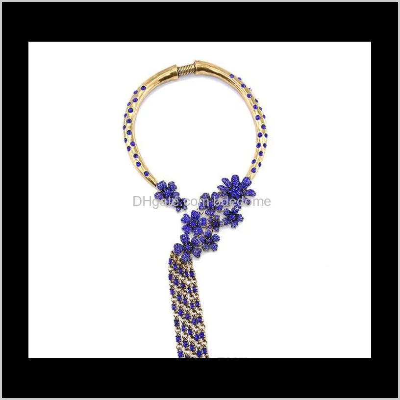blingbling party jewelry exaggerated jewelry luxury diamond flower necklace retro tassel fake collar atmosphere party accessories
