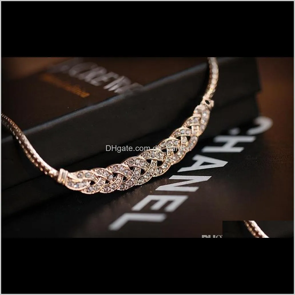 women crystal rhinestone necklace luxury wheat clavicle necklaces european pendant necklaces fashion jewelry for wedding party