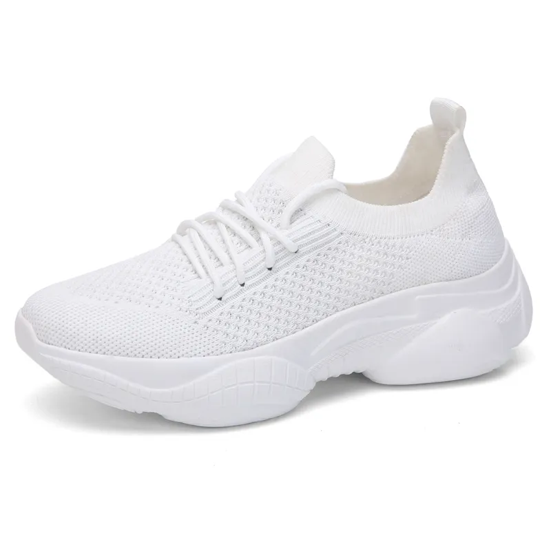 aaa + qualité chaussures de sport légères pour femmes printemps transfrontalier respirant mode maille fond épais augmentation femme course à pied en plein air jogging marche