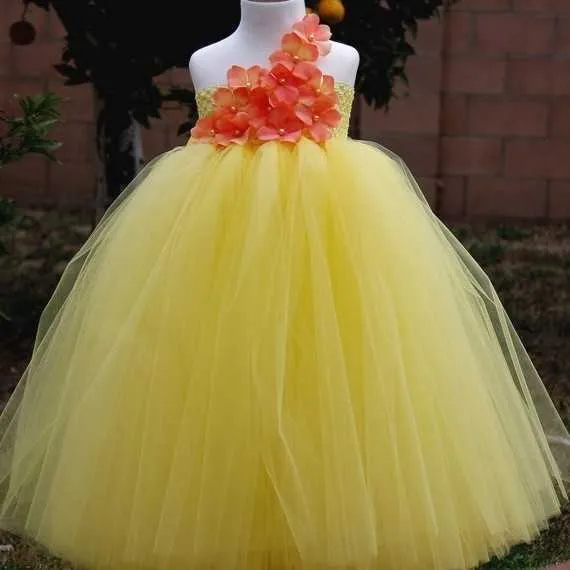Yellow-Princess-Girl-Tutu-Dress-Flower-Girl-dress-Girl-Party-Dress-Girl-Dress-For-Wedding-Birthday