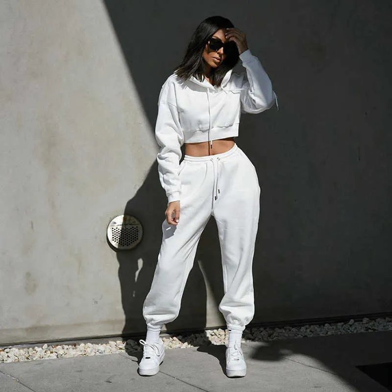 Womens Winter Tracksuit Set Jogging Sexy Sport Crop Hoodies For Women And  Sweatpants Sports Sweetsuit Y0625 From Mengqiqi04, $15.37