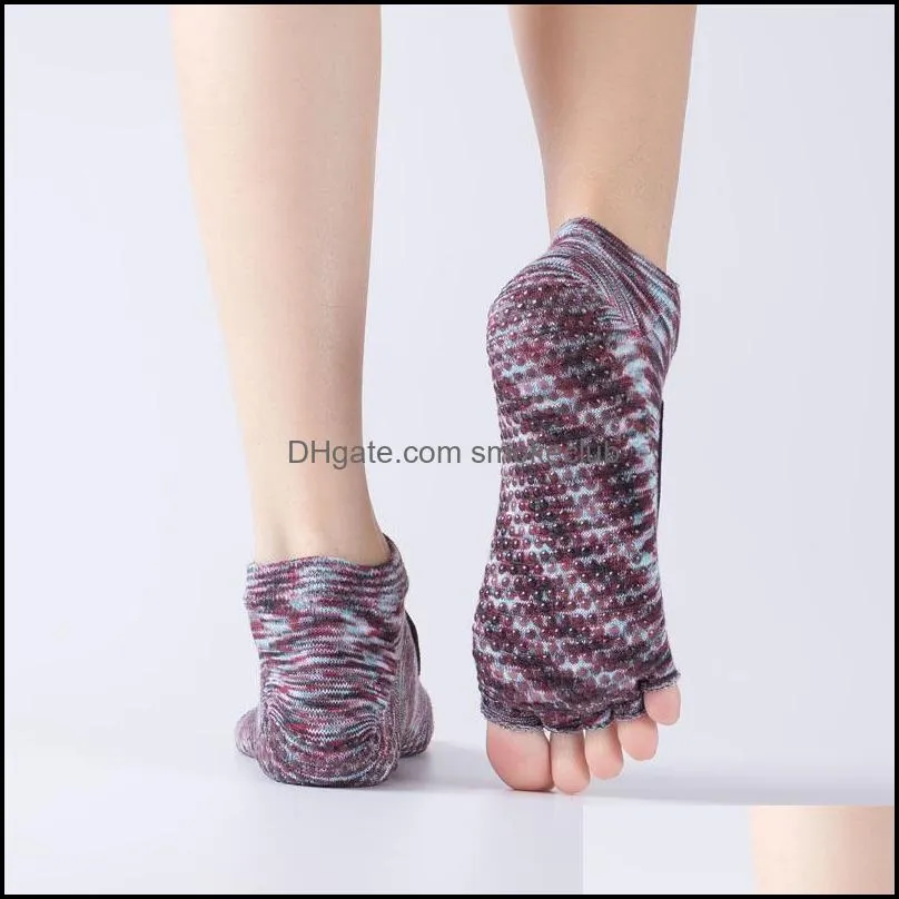 Sports Socks 3pcs Yoga Women Open Back Slip Breathable Toe Yogasocks Female #2L51