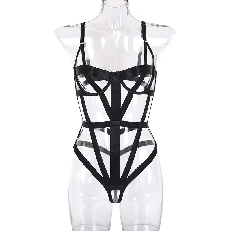 Sensual Strappy Hollow Cross Viral Tiktok Bodysuit With Underwire And Thong  For Womens Erotic Pleasure From Glass_smoke, $25.84