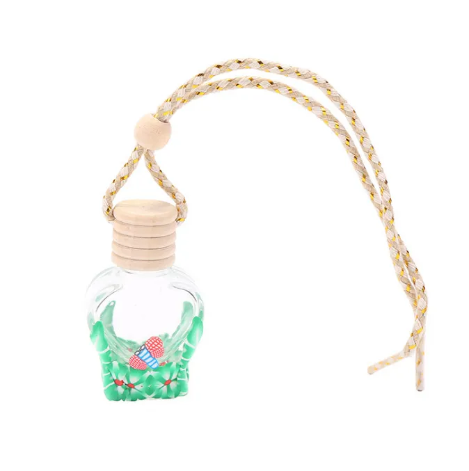 15 colori diffusori per bottiglie di profumo per auto vuoto fiore stampato olio essenziale diffusore ornamenti deodorante pendenti profumi vetro