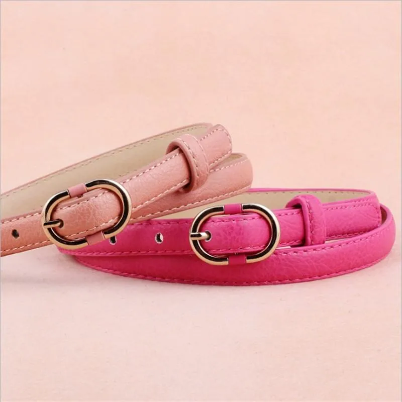 Belts 2021 Red Metal Buckle Pin Belt For Woman Waistband Female Faux Pu Leather Thin Skinny Waist Jeans Dress Girdle