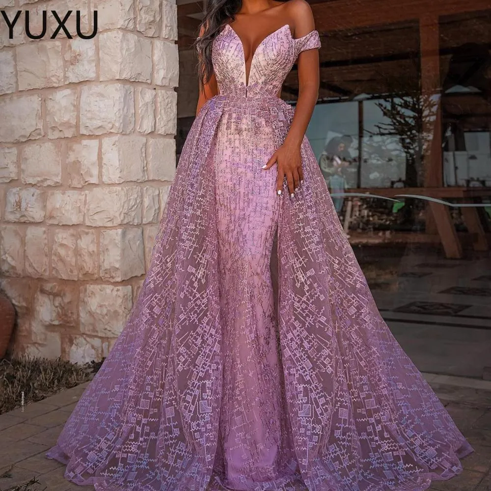 2022 Ream Bild Arabische Kleider Party Kleid mit Wraps / Jacke Perlen Sash Prom Dresses Sweep Zug Dubai Abaya Vestidos Mermaid Abendkleider